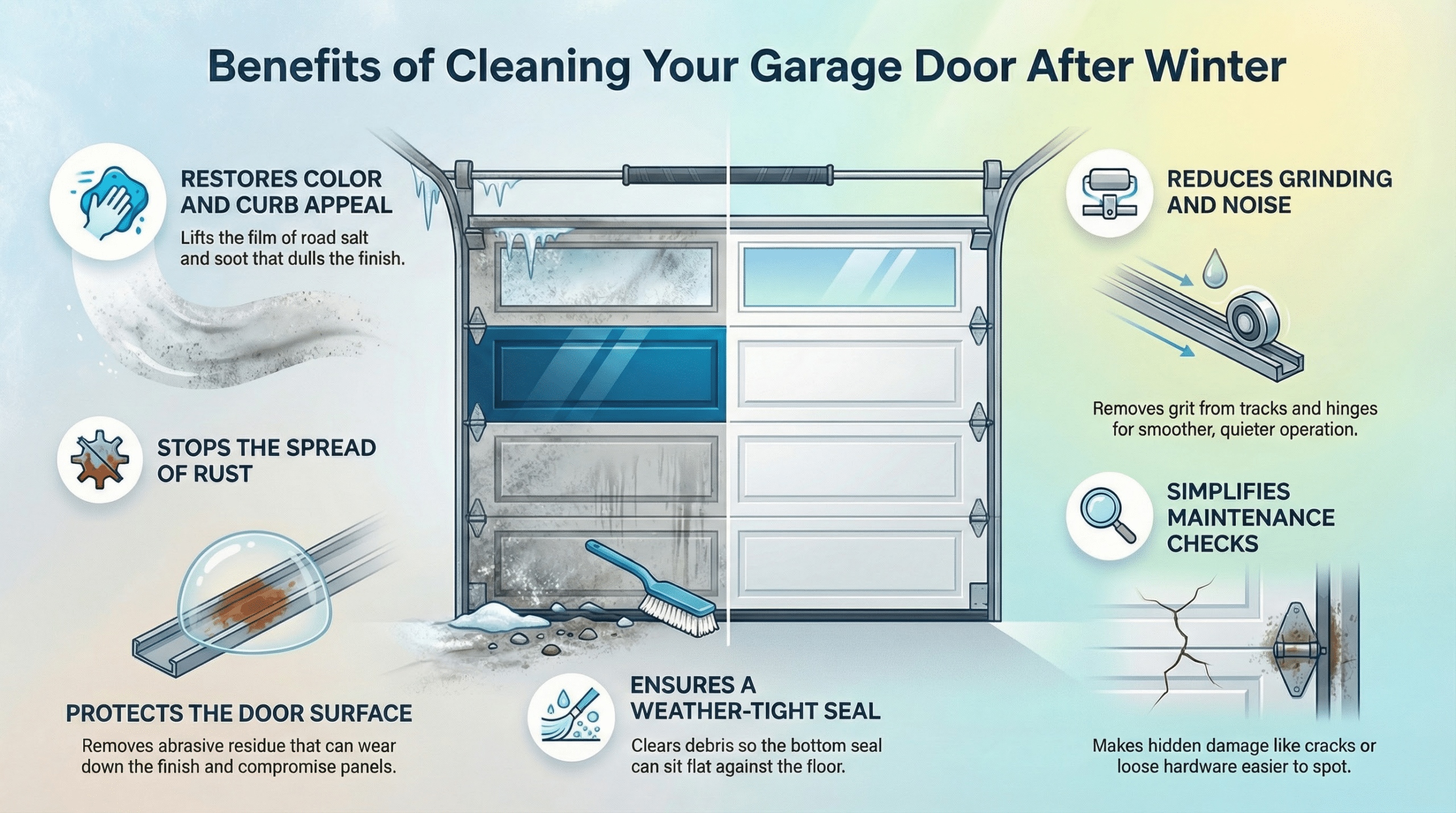 benefits of cleaning garage door after winter
